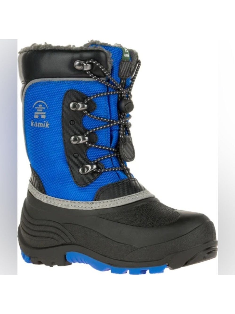 Size 2 youth Kamik Kids' Black and Blue Winter Boots